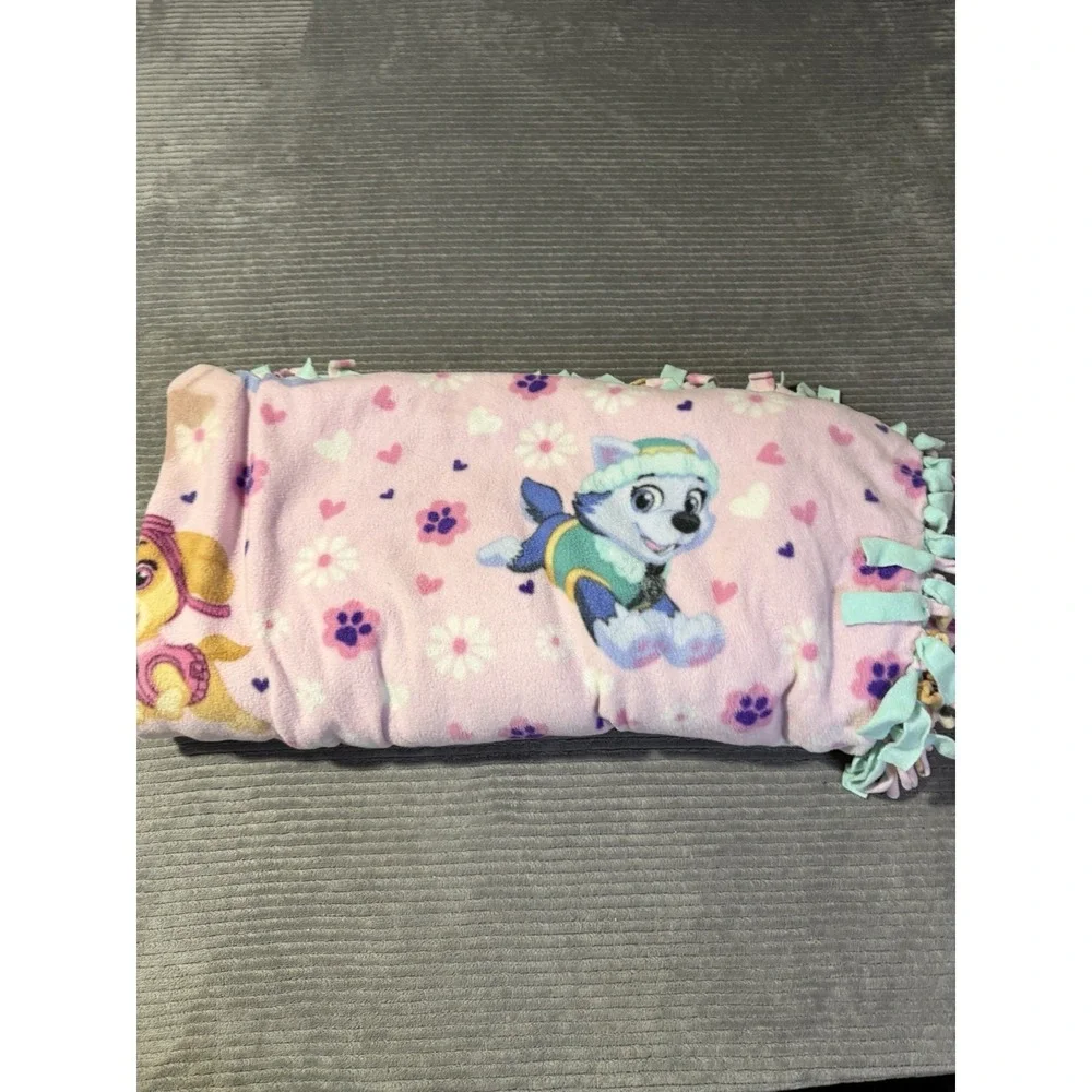 Pink Paw Patrol s in Fleece with Solid Purple Fleece Back. 42W x 42L